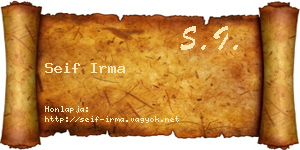 Seif Irma névjegykártya